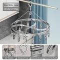 Silver stainless steel round drying rack with 24 clips and 360-degree swivel hook - Silver Round - Large 24 Clips
