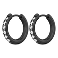 Créoles minimalistes en acier inoxydable noir ornées de pierres de zircone transparentes - Noir 3.0*8mm Pièce Unique