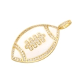 Exquisite gold football pendant with white enamel and sparkling zircon stones inlay - White