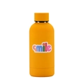 Matte orange stainless steel water bottle with colorful smile artistic print - Earthy Yellow Style 1A