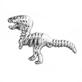 Broche de metal plateado pulido con forma de esqueleto de T-Rex para ropa - Esqueleto de T-Rex Plateado Brillante