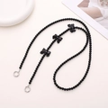 Handmade black beaded crossbody phone strap featuring three stylish bows and metal rings - Three Bowknots Black Style (K1566)