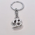 Portachiavi in metallo argento lucido con ciondolo a lettera B 3D su anello semplice - Lettera B / Argento