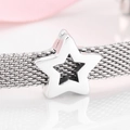 Minimalist S925 sterling silver star charm on a metallic mesh bracelet for women - Five-pointed Star (PP0016)