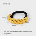 Detail view of twisted gold metal hair tie with dimensions 45mm by 28mm and 13.5g weight - Gold Twisted (NXA3014G)