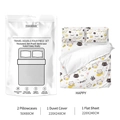 Disposable double travel bedding set with colorful cat prints and four-piece items - Double 4-Piece Set / Printing