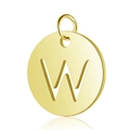 Pendentif en acier inoxydable doré avec lettre W découpée pour création de bijoux - Or Lettre Creuse W (T514G-W)