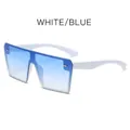 Oversized rimless square sunglasses with white frame and blue gradient lenses - White Frame Gradient Blue