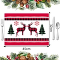 Detalle del mantel individual de Navidad con alces, dimensiones 45x32cm y pino - Estilo 16