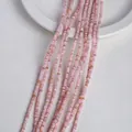 Strands of light pink flat round natural shell beads for DIY jewelry making and crafting - 3mm / Pink