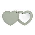 Light green heart-shaped PU leather portable makeup mirror with metal ring attachment - Green-1