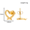 Gold hollow heart-shaped snake pattern stud earrings in polished stainless steel - Hollow Heart Shape Style (ER-1591)