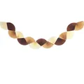 Brown and cream pleated paper fan garland for party decor and minimalist events - Coffee