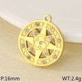 Goldener 16mm Edelstahl-Sternanhänger mit Zirkonia-Inlay und Blumenmuster für Halsketten - Zirkonia Sternenblume Stil (KLJ9486-ZLA) / 16mm
