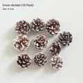 Pack of 10 snow-tipped natural pine cones for Christmas decor, size 4-5cm diameter - 10 Pieces Pack / Snow-tipped