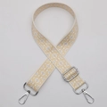 Ethnic bohemian style bag strap in cream and yellow geometric woven pattern - No.635 Rhombus Pattern - Silver Hook