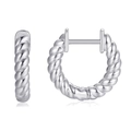 Zilveren oorringen met elegante touwtextuur en een glanzende metalen afwerking - 1.2CM/Gedraaid / Zilver