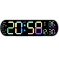 Digital wall clock with large multicolor LED display showing time, date and temperature - Multicolor (Fixed)