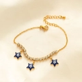 Golden titanium steel bracelet with evil eye star charms and sparkling crystal stones - Gold Evil Eye Square Zircon