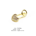 Golden heart charm pendant with micro-pave zircons for DIY jewelry making - 15-Heart Pin