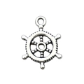 Silver vintage steering wheel charm pendant for DIY nautical jewelry making - Round Small Wheel (5581) / 1 Piece (15x20mm) / Antique Silver