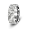 8mm silver stainless steel ring featuring five rows of shimmering pave set crystals - US 6 / Silver