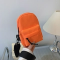 Bright orange mini nylon crossbody bag with black adjustable strap and zipper pocket - Orange