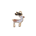 Golden reindeer alloy charm with colorful enamel oil drop for DIY Christmas jewelry - Red and White Rhinestone Christmas Deer