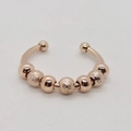 Rose gold rotatable bead ring with polished and frosted beads in stainless steel - Adjustable Open / Copper / Rose Gold
