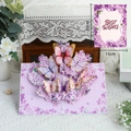3D pop-up greeting card with purple flowers and butterflies, measuring 15x20cm - Flying Butterflies and Lilacs