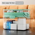 Large 10L transparent multi-layer medical storage box with mint green handle - Large (10L) / Transparent Green