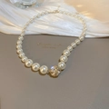 Elegant pearl choker necklace with large gold-plated diamond-encrusted pendant - 29# Necklace-Gold Magnetic Ball Pearl (Rhinestone Sphere)