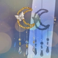 Handmade 10cm moon and butterfly suncatcher with yellow crystal stones and prisms - Citrine