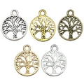 DIY retro alloy tree of life pendants in five metallic colors for jewelry making - Round Tree of Life 19x15mm / KC Gold
