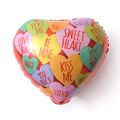 18 inch red heart foil balloon with colorful Sweet Heart and Kiss Me text patterns - 18 Inch Heart Love Story B0774