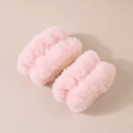 Soft pink plush wristbands set for face washing, made of fluffy microfiber material - Light Pink Wristband 2-piece Set (3 Threads)