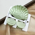 Light green shell hair claw set with vintage crackle finish on brand display card - Seashell Green Set (with Cards)