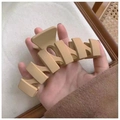 Matte cream large hair claw clip for thick hair held in hand for size display - Matte N-Shape Khaki-11.5cm