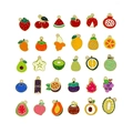 Assorted mini enamel fruit pendants including strawberry and cherry for DIY jewelry making - 30 Styles Gold Plated Set