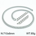 Chaîne cubaine classique en acier inoxydable argenté 710x8mm avec fermoir boîte - Collier Argent 710x8mm