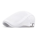 Gorra plana de malla blanca transpirable con hebilla metálica de ajuste lateral - Ajustable / Blanco