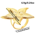 Dettaglio anello foglia di palma dorato con dimensioni e peso 6,9g per misura regolabile - Oro (J731-G)