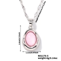 Detail view of silver necklace featuring pink oval pendant with dimensions 40+5cm and 1.8x1.2cm - Silver Pink