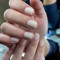 Matte creamy white press-on nails in short square shape with a soft frosted finish - Matte Cream White Style (JP3174) - Glue Type