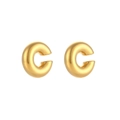 Minimalist thick hollow C-shaped earrings in polished 18K gold-plated stainless steel - Gold Chunky Bead Hollow Ear Clip
