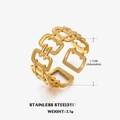 Anillo de cadena geométrico ajustable en acero inoxidable chapado en oro de 18K - Cadena Geométrica (Dorado) / Dorado