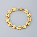 Elegant 18K gold-plated stainless steel coffee bean bracelet with lobster clasp closure - Gold 11mm Bracelet