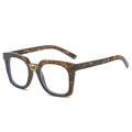 Retro oversized vierkante zonnebril in schildpadprint met gouden brug en blauwe glazen - Luipaard Frame (Heldere Lens)