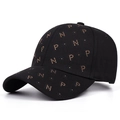 Black cotton baseball cap with gold rivet PN star pattern in a 45-degree profile view - Adjustable / Black