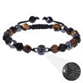 Projektionsarmband mit schwarzen und braunen Steinen und Ich liebe dich in 100 Sprachen - 8MM Facettiertes Tigerauge + Magnetstein (Auf Lager)